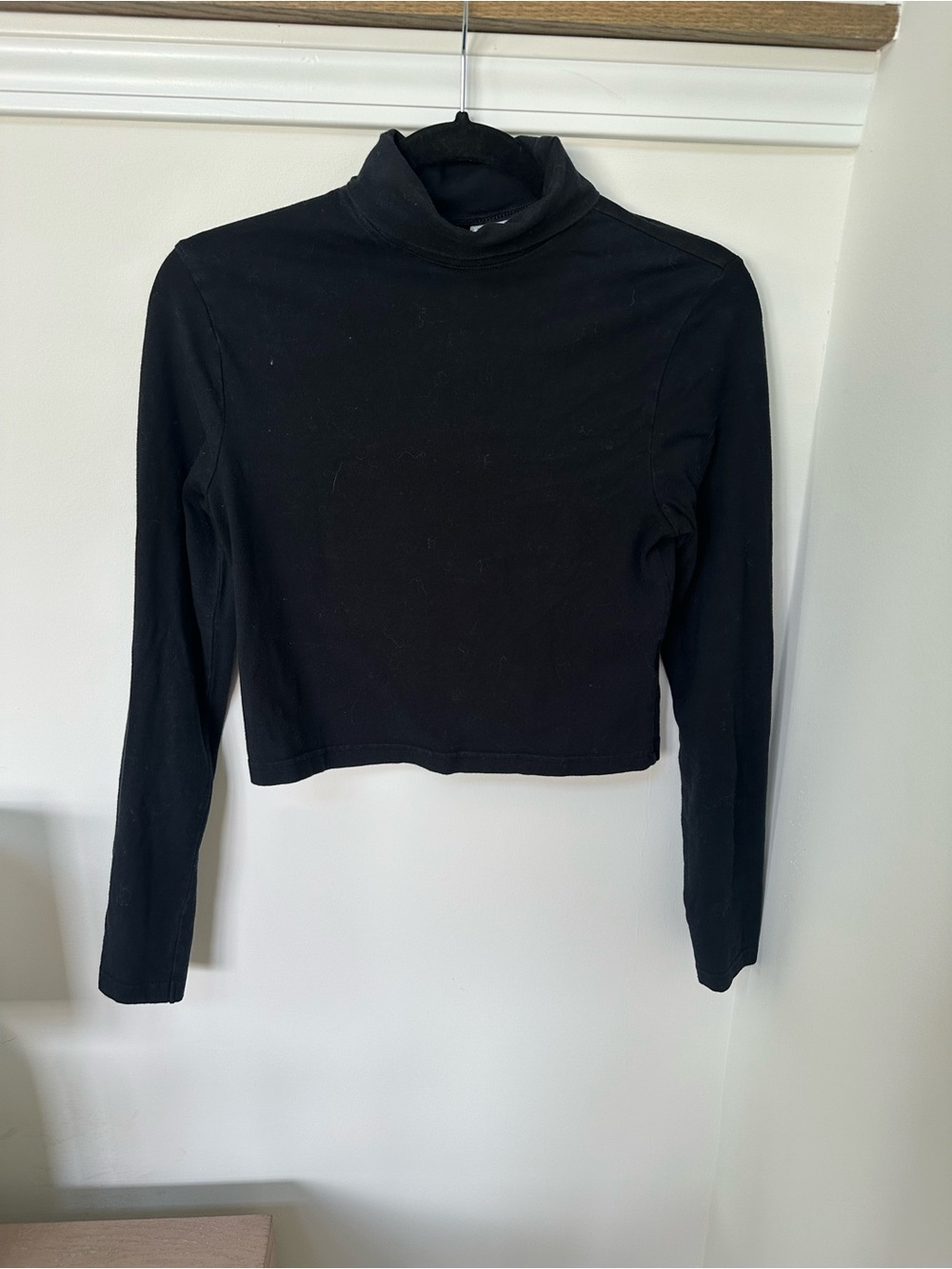 H&M Black Long-Sleeve Turtleneck Crop Top